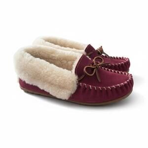 L.L. Bean Shearling Lambswool Moccasin Slippers Women’s 7 Cozy Cabincore Comfort